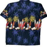 Surfboards And Palm Trees Favant Graphic Hawaiian Shirt - Large Multicoloured Cotton
