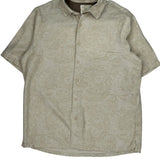 Tasso Elba Floral Short Sleeve Shirt - Large Beige Silk Blend