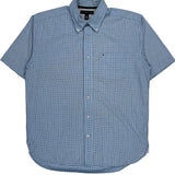 Tommy Hilfiger Checked Short Sleeve Shirt - Medium Blue Cotton