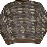 Florence Tricot Argyle Sweater - XL Cream Cotton Blend