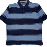 Tommy Hilfiger Striped Polo Shirt - Large Blue Cotton