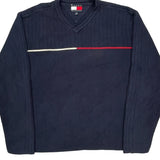 Tommy Hilfiger Striped Sweater - XL Navy Cotton