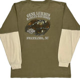 American Pride Harley Davidson Graphic Layered Long Sleeve T-Shirt - Medium Cream Cotton