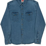 Wrangler Denim Shirt - Large Blue Cotton