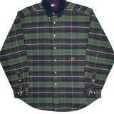 Tommy Hilfiger Checked Shirt - Large Green Cotton