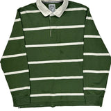 Lands End Striped Rugby Shirt - XL Green Cotton