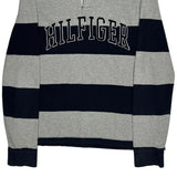 Tommy Hilfiger Striped Rugby Shirt - Medium Grey Cotton