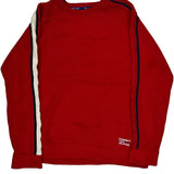 Tommy Jeans Striped Sweater - Large Red Cotton