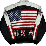 USA Flag Phase 2 Graphic Leather Jacket - XL Black Leather