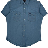 Wrangler Denim Shirt - Large Blue Cotton