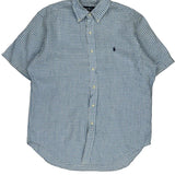 Ralph Lauren Checked Short Sleeve Shirt - Large Blue Cotton