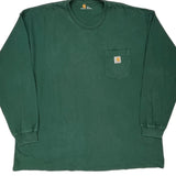 Carhartt Long Sleeve T-Shirt - 2XL Green Cotton