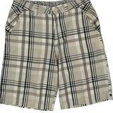 Quiksilver Checked Shorts - 30W 10L White Cotton