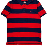 Levis Striped Polo Shirt - Large Navy Cotton