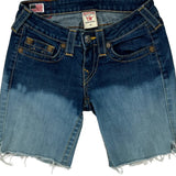 True Religion Tie-Dye Denim Shorts - 25W UK 4 Blue Denim