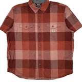 Carhartt Checked Short Sleeve Shirt - 2XL Brown Cotton