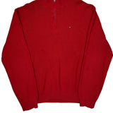 Tommy Hilfiger 1/4 Zip - XL Red Cotton
