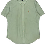 Ralph Lauren Striped Short Sleeve Shirt - Large White Cotton