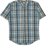 Wrangler Checked Short Sleeve Shirt - XL Blue Cotton