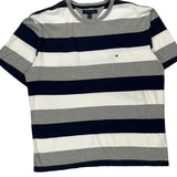 Tommy Hilfiger Striped T-Shirt - XL Grey Cotton