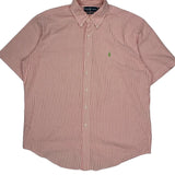 Ralph Lauren Striped Short Sleeve Shirt - Large Red Cotton