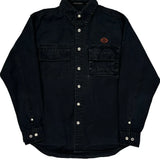 Motorcycle Harley Davidson Graphic Denim Shirt - Medium Black Cotton