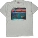 Save The Dolphins Fruit Of The Loom Graphic T-Shirt - Large White Cotton