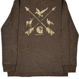 Age 10-12 Carhartt Graphic Long Sleeve T-Shirt - Medium Brown Cotton