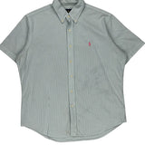 Ralph Lauren Striped Short Sleeve Shirt - Large Blue Cotton