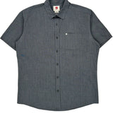 Quiksilver Short Sleeve Shirt - Large Grey Cotton