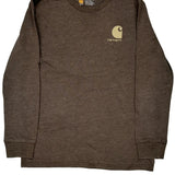 Age 10-12 Carhartt Graphic Long Sleeve T-Shirt - Medium Brown Cotton