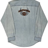 An American Legend Harley Davidson Graphic Denim Shirt - Small Light Wash Cotton
