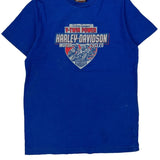 Age 11-12 Harley Davidson T-Shirt - Medium Blue Cotton