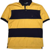 Tommy Hilfiger Striped Polo Shirt - Large Navy Cotton