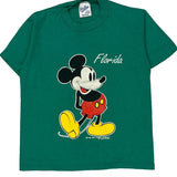 Mickey Mouse Velva Sheen Cartoon T-Shirt - Small Green Cotton Blend