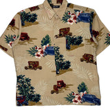 Puritan Floral Hawaiian Shirt - Large Beige Viscose