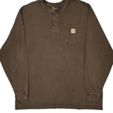 Carhartt Long Sleeve T-Shirt - 2XL Brown Cotton