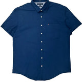 Tommy Hilfiger Slim Fit Short Sleeve Shirt - 2XL Blue Cotton