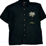 Unbranded Hawaiian Shirt - Medium Black Modal Blend