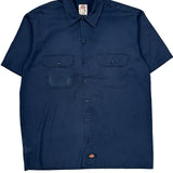 Dickies Short Sleeve Shirt - Large Blue Polyester Blend