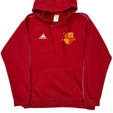 Vintage Adidas Football Hoodie - Large Red Cotton