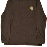 Age 14-16 Carhartt Graphic Long Sleeve T-Shirt - Large Brown Cotton