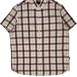 The North Face Checked Short Sleeve Shirt - Large Burgundy Cotton