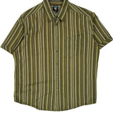 Vintage Kuhl Striped Short Sleeve Shirt - Large Green Cotton Blend