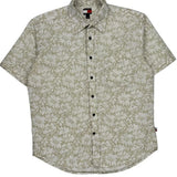 Tommy Hilfiger Floral Short Sleeve Shirt - Large Beige Cotton