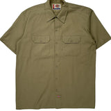 Dickies Short Sleeve Shirt - Large Khaki Polyester Blend