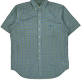 Ralph Lauren Checked Short Sleeve Shirt - Large Blue Cotton