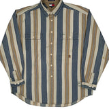 Tommy Hilfiger Striped Shirt - Large Beige Cotton
