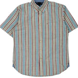 Tommy Hilfiger Striped Short Sleeve Shirt - Large Multicoloured Cotton