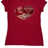 Harley Davidson Christmas T-Shirt - Small Red Cotton Blend